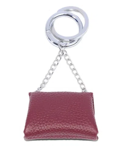 Lancel Leather Keyring In Red