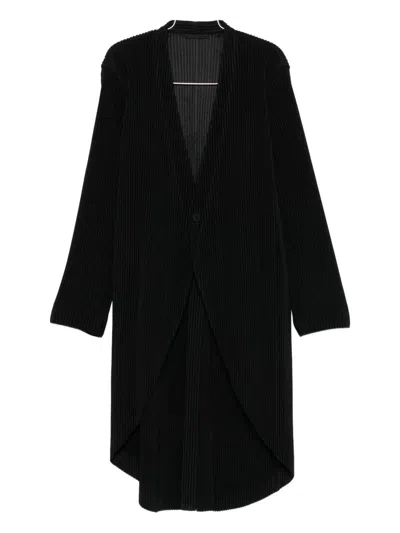 Issey Miyake Tailored Pleats 2 Buttoned Coat In Black