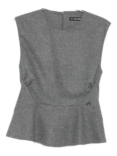 Karl Lagerfeld Sleeveless Peplum Top In Gray