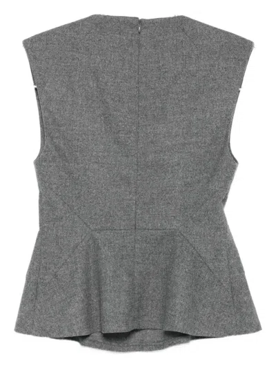 Karl Lagerfeld Sleeveless Peplum Top In Gray