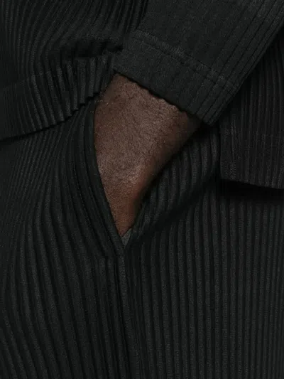 Issey Miyake Straight-leg Trousers With Pleated Texture And Elasticated Waistband In Black