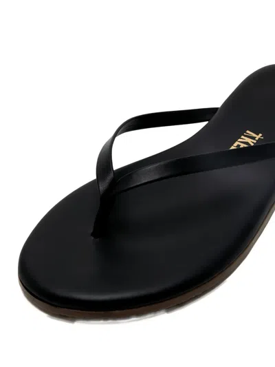 Tkees Lily Leather Thong-strap Sandals In Black