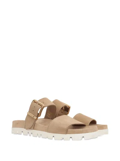 Miu Miu Buckled-strap Suede Sandals In Neutral