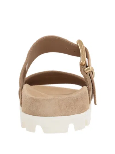 Miu Miu Buckled-strap Suede Sandals In Neutral
