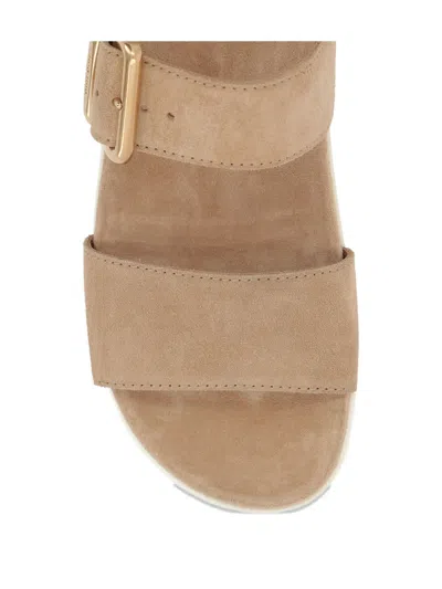 Miu Miu Buckled-strap Suede Sandals In Neutral