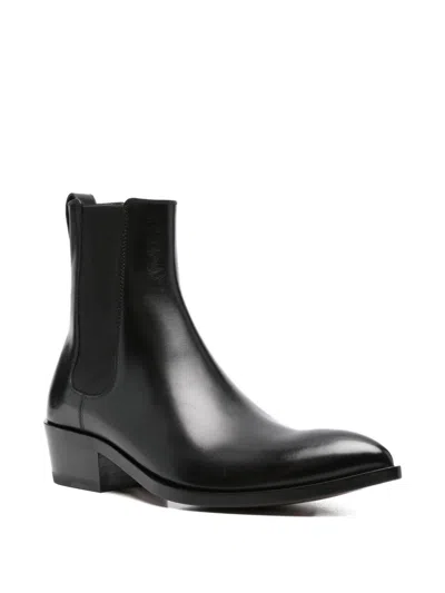 Tom Ford Chelsea Boots In Burnished Leather In Black