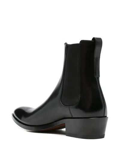 Tom Ford Chelsea Boots In Burnished Leather In Black