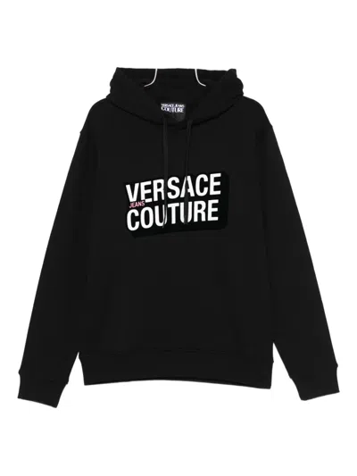Versace Jeans Couture Logo-lettering Hoodie In Black