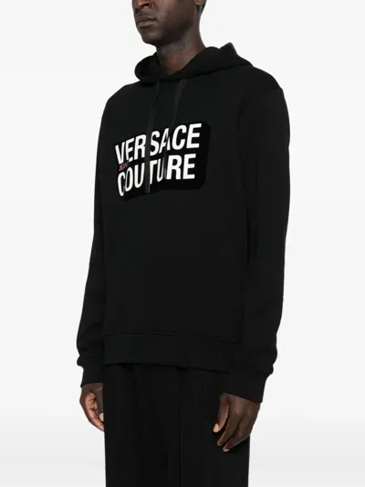 Versace Jeans Couture Logo-lettering Hoodie In Black