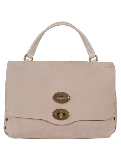 Zanellato Structured Beige-mauve Handbag With Gold Turn-lock Clasp In Neutral