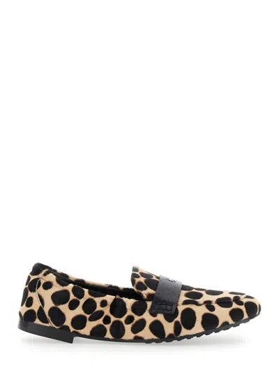 Tory Burch Leopard Slip On Loafers In Animal Print