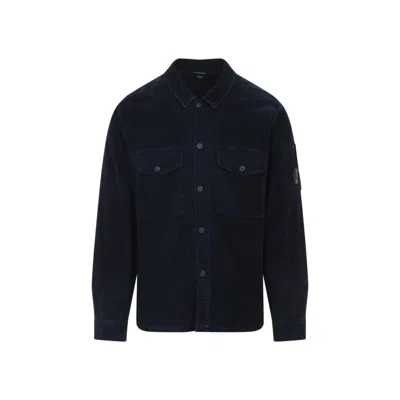 C.p. Company Classic Black Shirt-style Jacket With Structured Collar And Flap Pockets In Black