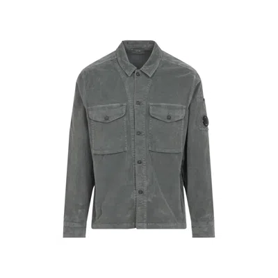 C.p. Company Structured Grey Jacket With Button-up Front And Signature Lens Detail In Gray