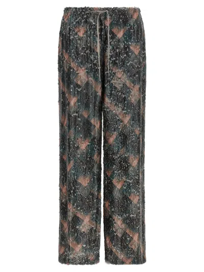 Dries Van Noten Waistband Pants Wide Leg Textured Fabric In Multi