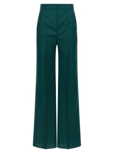 Max Mara 'fernet' Trousers In Lightweight Pure Wool Canvas In Green