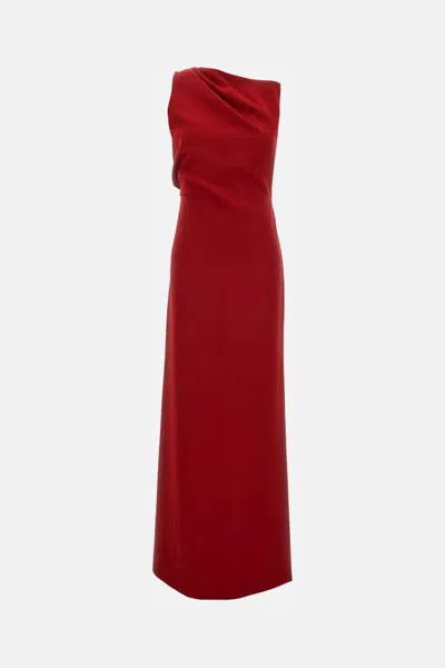 Max Mara One-shoulder Draped Detail Floor-length Dress In Red