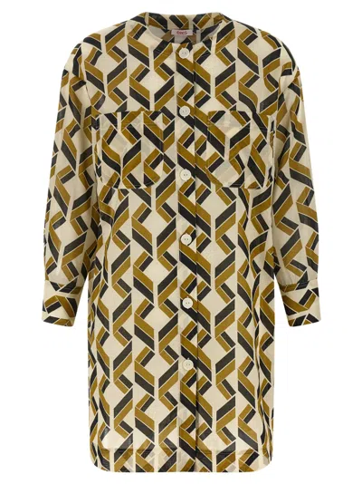 Eres Espace Logo-patch Geometric-print Shirt In Brown