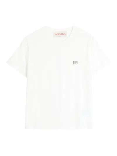 Valentino Garavani Cotton T-shirt With Vlogo Patch In White