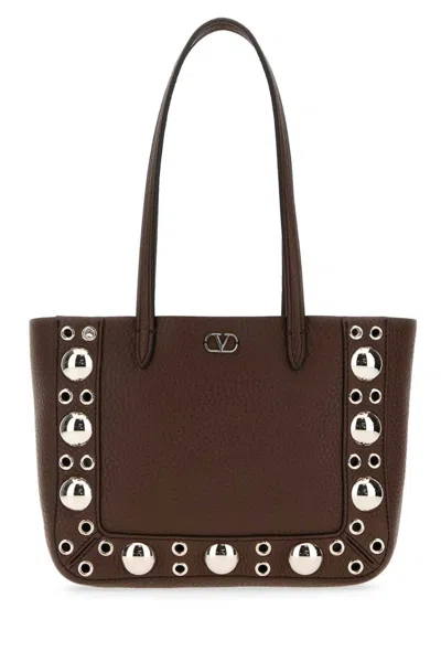 Valentino Garavani Nellcote Mini Shopping Tote Bag In Suede In Brown
