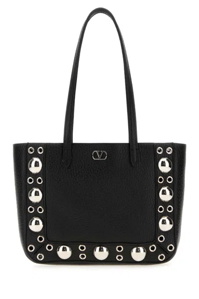 Valentino Nellcote Mini Shopping Tote Bag In Leather In Black