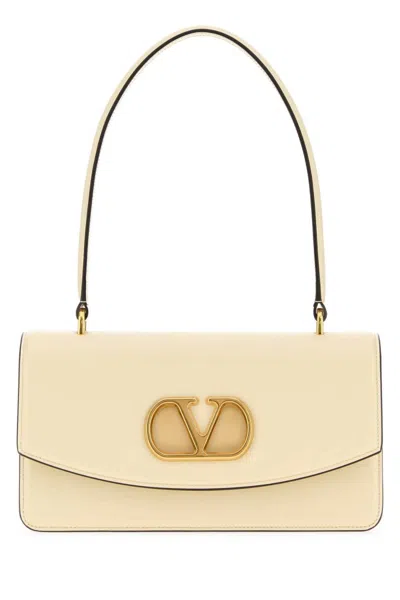 Valentino Small Leather Clutch With Adjustable Chain Strap In White