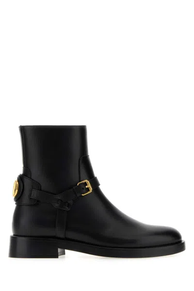 Valentino Vlogo Signature Leather Ankle Boot In Black