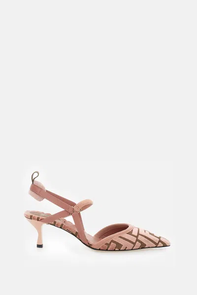 Fendi Pink Ff Velvet Colibrì Lite Slingback In Pink