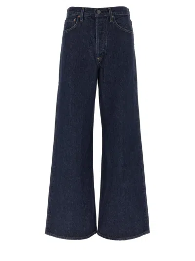Agolde Lady's Wide-leg Jeans With Five Pockets In Blue