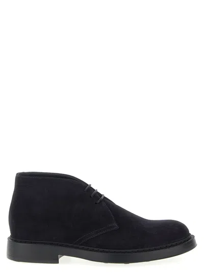 Doucal's Suede Chukka Boot With Round Toe In Blue
