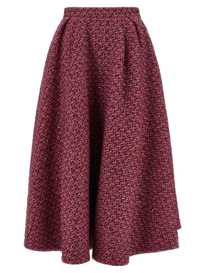 Alessandra Rich Tweed A-line High-waisted Midi Skirt In Pink