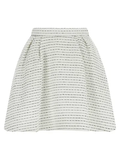 Alessandra Rich Tweed Skirt With A-line Silhouette And High Waist In White