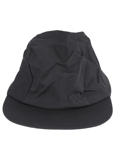 Issey Miyake Black Crinkled Texture Cap With Structured Brim In Black