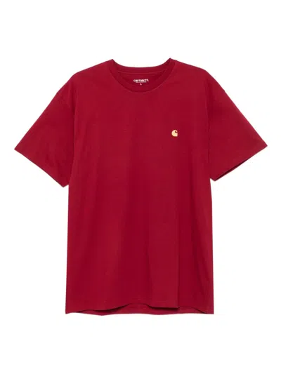 Carhartt Red Crew-neck Cotton T-shirt In Red