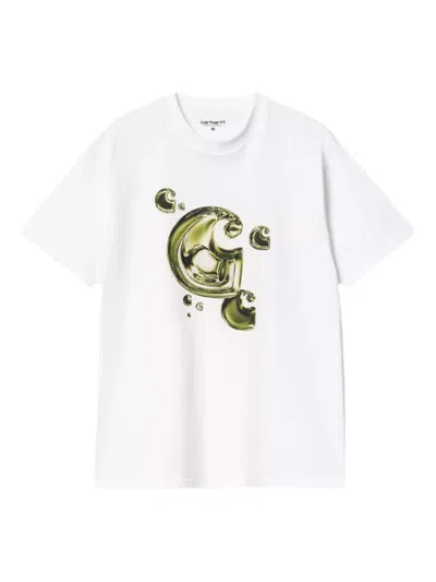 Carhartt 'solar Chrome C-logo T-shirt' In White