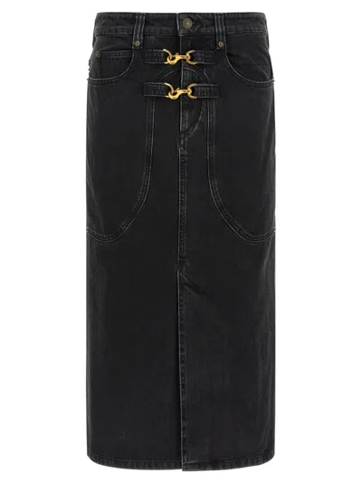 Isabel Marant 'pavina' Denim Midi Skirt In Black