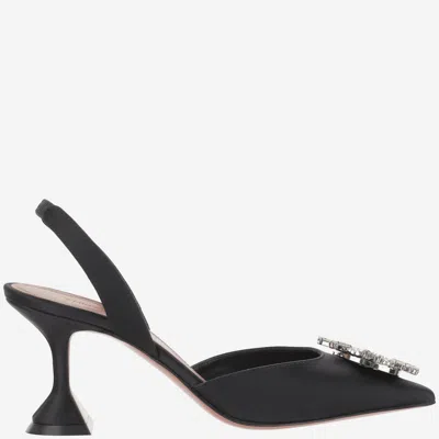Amina Muaddi Black Pointed Toe Heels In Black