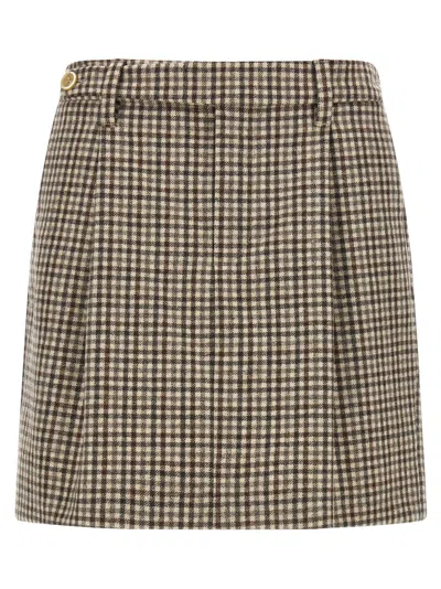 Brunello Cucinelli Checked Virgin Wool Flannel Miniskirt In Neutral