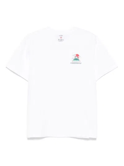 Casablanca Montagne Ondulée Logo-print Cotton-jersey T-shirt In White