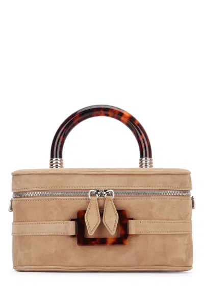 Roger Vivier Mini Rectangular Suede Vanity Handbag In Neutral