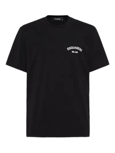 Dsquared2 Regular Fit Cotton T-shirt In Black