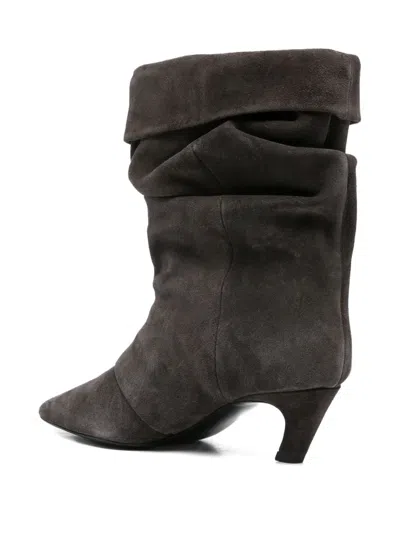 Ash Slouchy Mid-heel Pointed Toe Boots In Gray