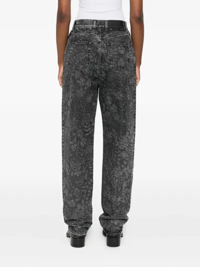 Golden Goose Straight Jeans With Floral Motif In Gray