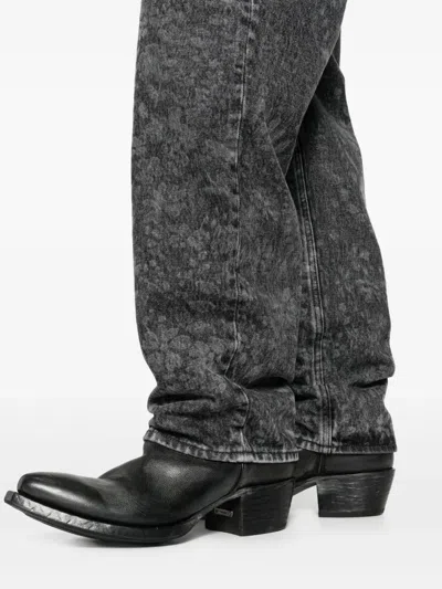 Golden Goose Straight Jeans With Floral Motif In Gray