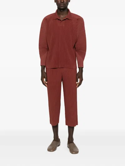Issey Miyake Color Pleats Trousers In Burgundy