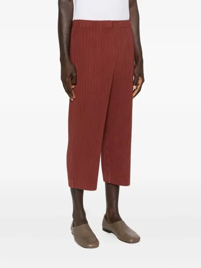 Issey Miyake Color Pleats Trousers In Burgundy
