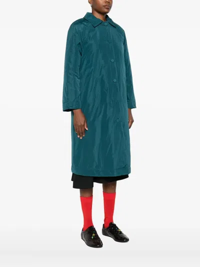 Niū Puffed Button-fastening Coat In Green