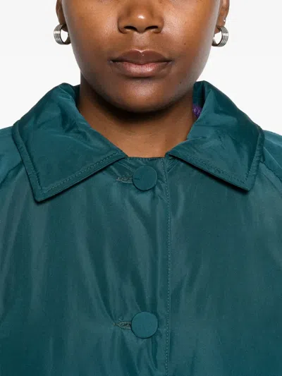 Niū Puffed Button-fastening Coat In Green