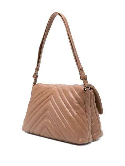 Liu •jo Medium Grigio Handbag With Quilted Chevron Design In Brown