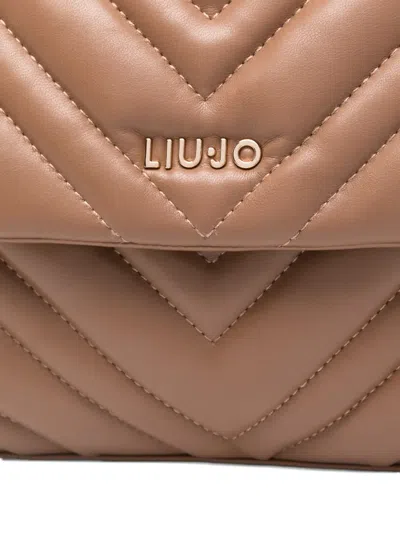 Liu •jo Medium Grigio Handbag With Quilted Chevron Design In Brown