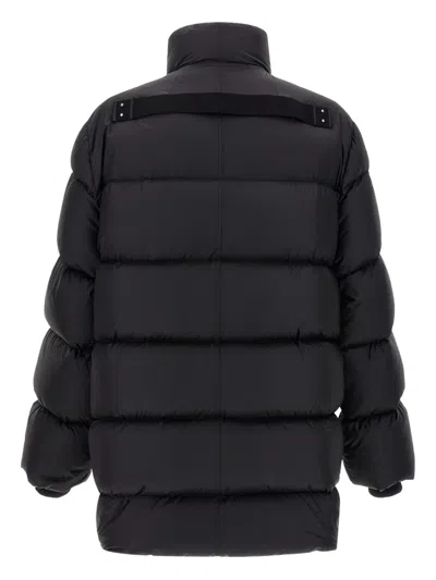 Rick Owens High Collar Long Padded Quilted Jacket In Black